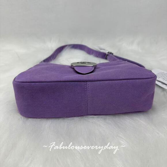 Coach Eliza Shoulder Bag In Denim/Silver/Iris CBR14 NWT - Picture 7 of 9